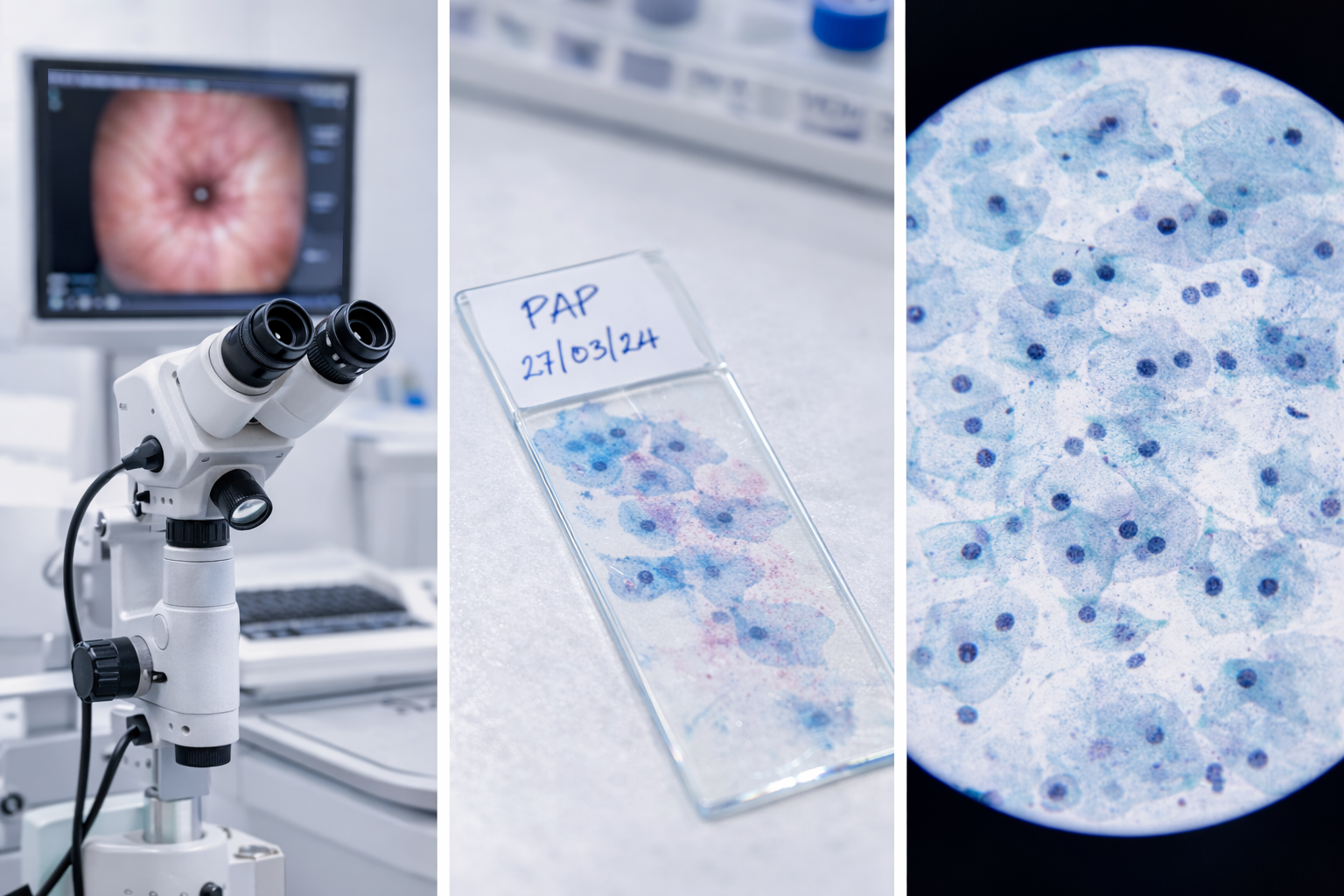 Ilustración de estudios citológicos y Papanicolaou